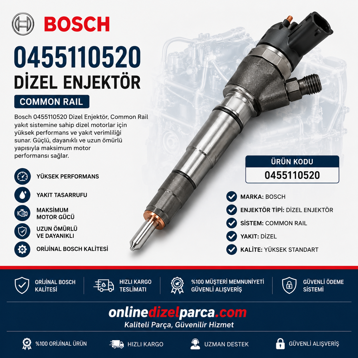 Bosch 0455110520 Dizel Enjektör